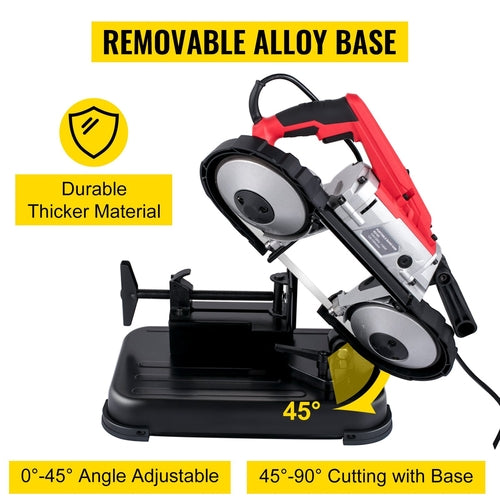 Portable Band Saw, 110V Removable Alloy Steel Base Cordless Band Saw,