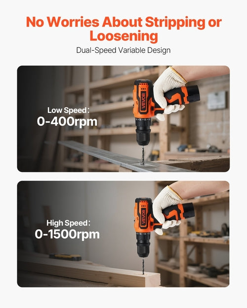 Cordless Drill Driver, 5-In-1, Metal Chuck, Dual-Speed Variable, Drill