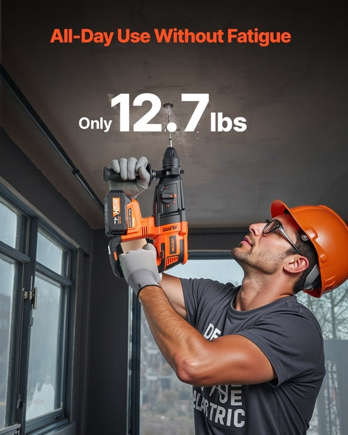 20V SDS-Plus Brushless Cordless Rotary Hammer Drill Kit 1 In 1200RPM 4